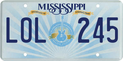 MS license plate LOL245
