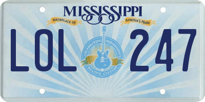 MS license plate LOL247