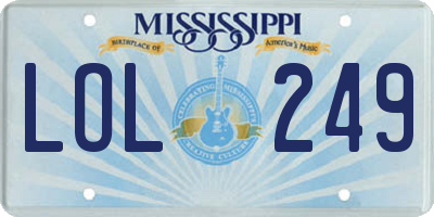 MS license plate LOL249