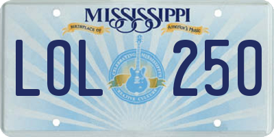 MS license plate LOL250