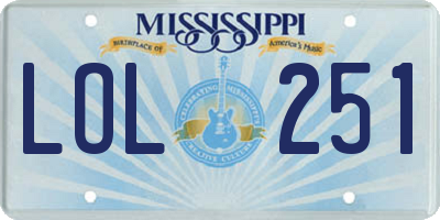 MS license plate LOL251