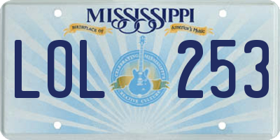 MS license plate LOL253