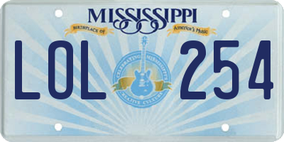 MS license plate LOL254