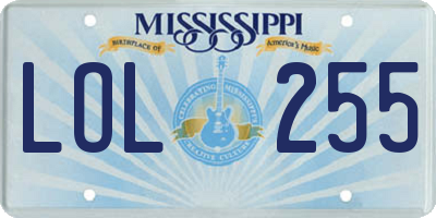 MS license plate LOL255