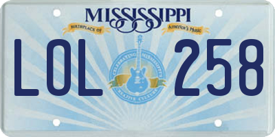 MS license plate LOL258
