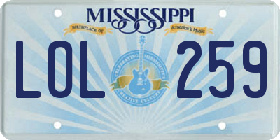 MS license plate LOL259