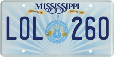 MS license plate LOL260