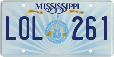 MS license plate LOL261