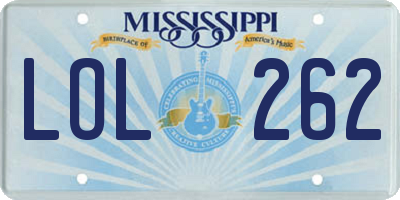 MS license plate LOL262