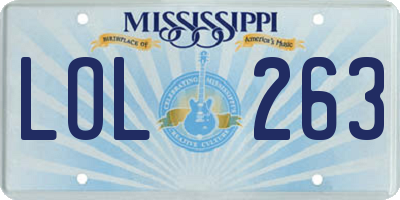 MS license plate LOL263