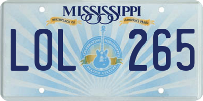 MS license plate LOL265