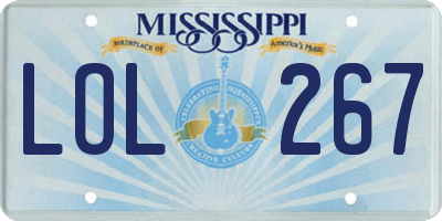 MS license plate LOL267