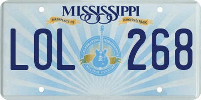 MS license plate LOL268