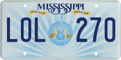 MS license plate LOL270