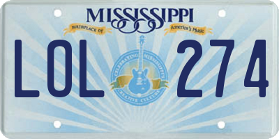 MS license plate LOL274