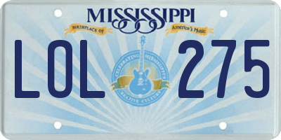 MS license plate LOL275