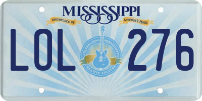 MS license plate LOL276