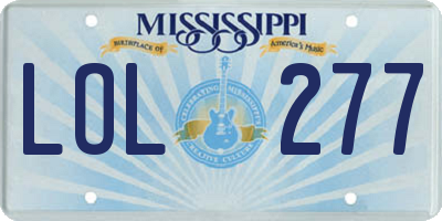 MS license plate LOL277