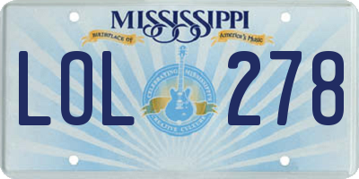 MS license plate LOL278