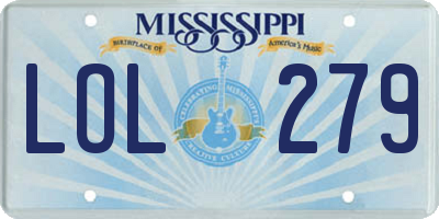 MS license plate LOL279