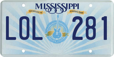 MS license plate LOL281