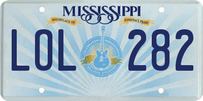 MS license plate LOL282