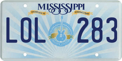 MS license plate LOL283