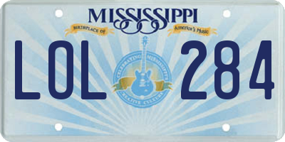 MS license plate LOL284