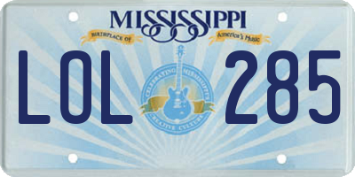 MS license plate LOL285