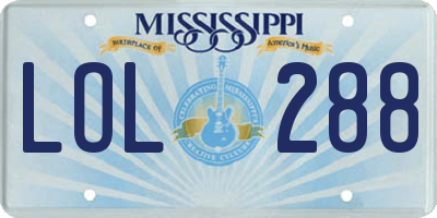 MS license plate LOL288