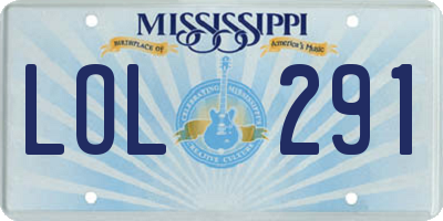 MS license plate LOL291