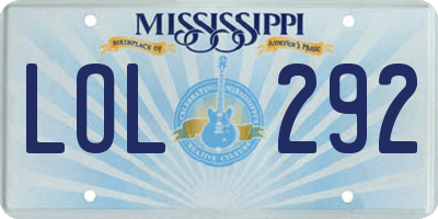 MS license plate LOL292