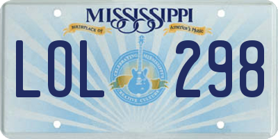 MS license plate LOL298