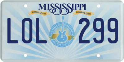 MS license plate LOL299