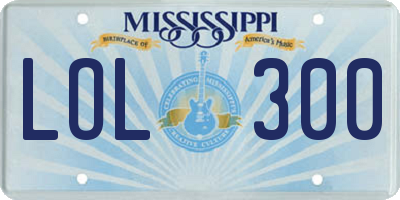 MS license plate LOL300