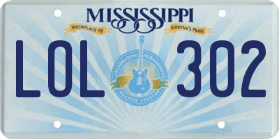 MS license plate LOL302