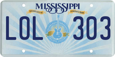 MS license plate LOL303
