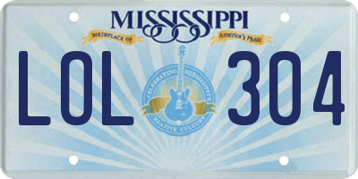 MS license plate LOL304