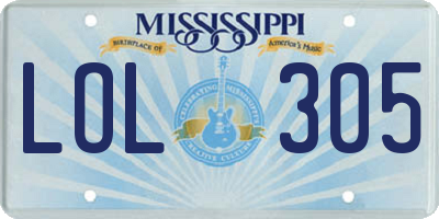 MS license plate LOL305