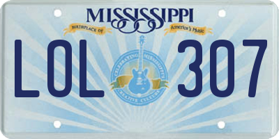 MS license plate LOL307
