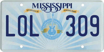 MS license plate LOL309
