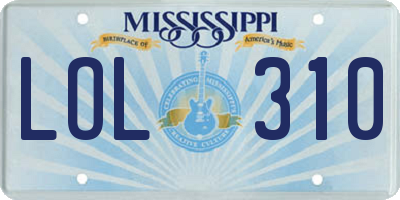 MS license plate LOL310