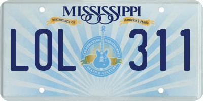 MS license plate LOL311