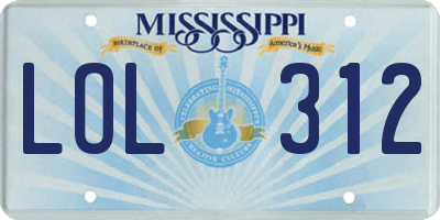 MS license plate LOL312
