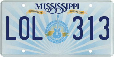 MS license plate LOL313