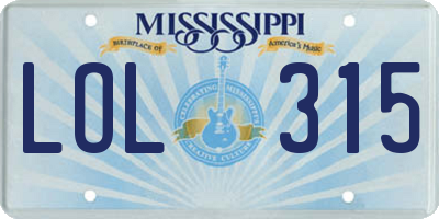 MS license plate LOL315