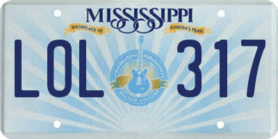 MS license plate LOL317