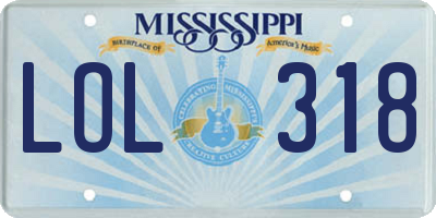 MS license plate LOL318