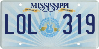 MS license plate LOL319