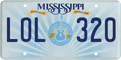 MS license plate LOL320